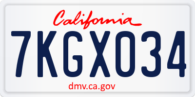 CA license plate 7KGX034