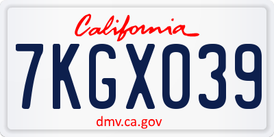 CA license plate 7KGX039
