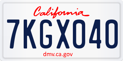 CA license plate 7KGX040