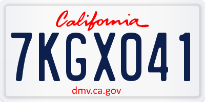 CA license plate 7KGX041