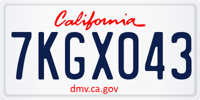 CA license plate 7KGX043