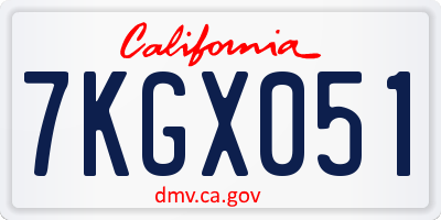 CA license plate 7KGX051