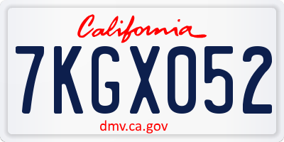 CA license plate 7KGX052