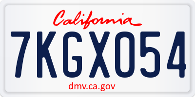CA license plate 7KGX054