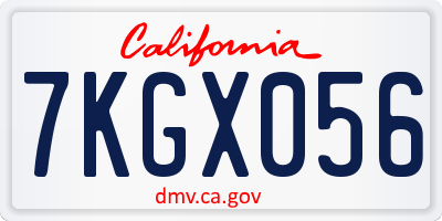 CA license plate 7KGX056