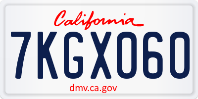 CA license plate 7KGX060
