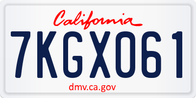 CA license plate 7KGX061
