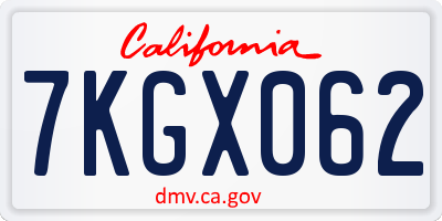 CA license plate 7KGX062