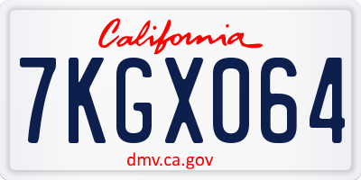 CA license plate 7KGX064