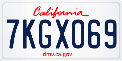 CA license plate 7KGX069
