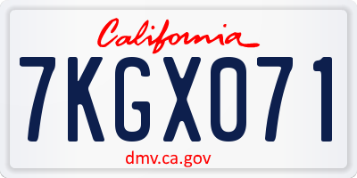 CA license plate 7KGX071