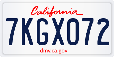CA license plate 7KGX072