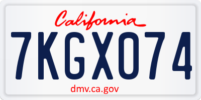 CA license plate 7KGX074