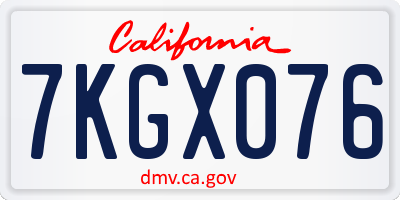 CA license plate 7KGX076