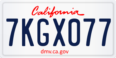 CA license plate 7KGX077