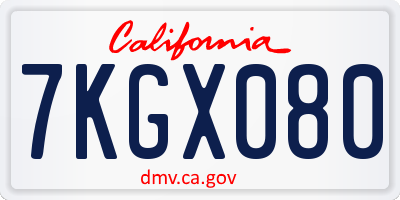 CA license plate 7KGX080