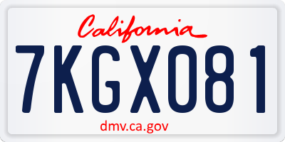 CA license plate 7KGX081
