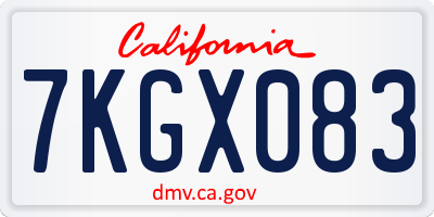 CA license plate 7KGX083