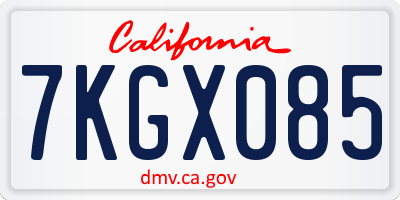 CA license plate 7KGX085