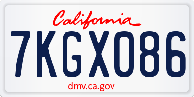 CA license plate 7KGX086