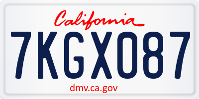CA license plate 7KGX087