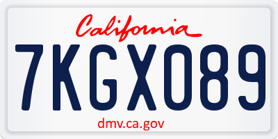 CA license plate 7KGX089