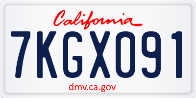 CA license plate 7KGX091