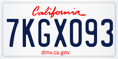 CA license plate 7KGX093
