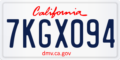 CA license plate 7KGX094