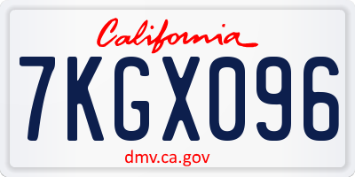CA license plate 7KGX096