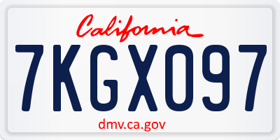 CA license plate 7KGX097