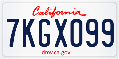 CA license plate 7KGX099