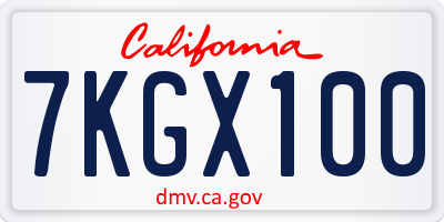 CA license plate 7KGX100