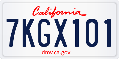 CA license plate 7KGX101