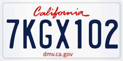 CA license plate 7KGX102