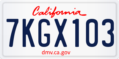 CA license plate 7KGX103