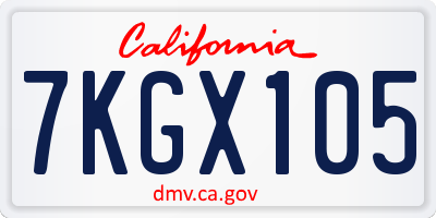 CA license plate 7KGX105