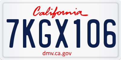 CA license plate 7KGX106