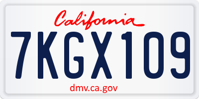 CA license plate 7KGX109