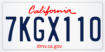 CA license plate 7KGX110