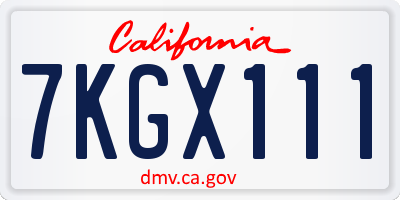 CA license plate 7KGX111