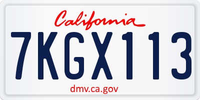 CA license plate 7KGX113