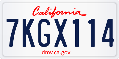 CA license plate 7KGX114