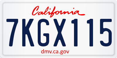 CA license plate 7KGX115