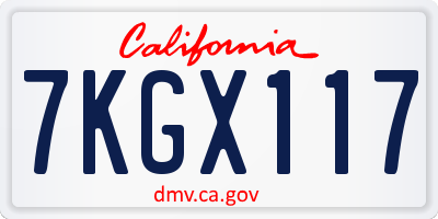 CA license plate 7KGX117