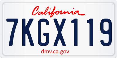 CA license plate 7KGX119