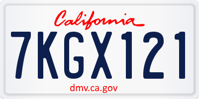 CA license plate 7KGX121