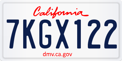 CA license plate 7KGX122