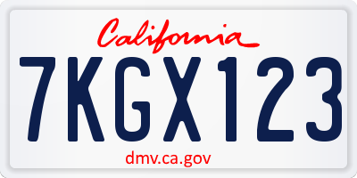 CA license plate 7KGX123
