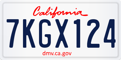 CA license plate 7KGX124